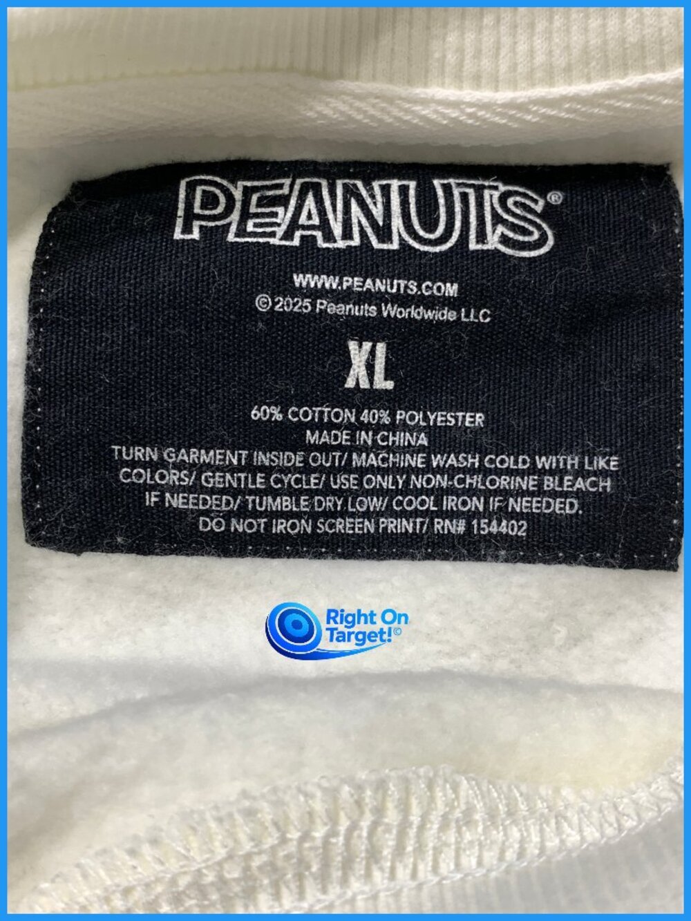 NWT XL - Womens Peanuts Snoopy French Riviera Graphic Sweatshirt - Off-White - Picture 7 of 8